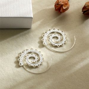 Amourjoux Jewelry - Silver Tribal spiral hoop boho swirl earrings Amourjoux Jewelry - Silver Tribal spiral hoop boho swirl earrings